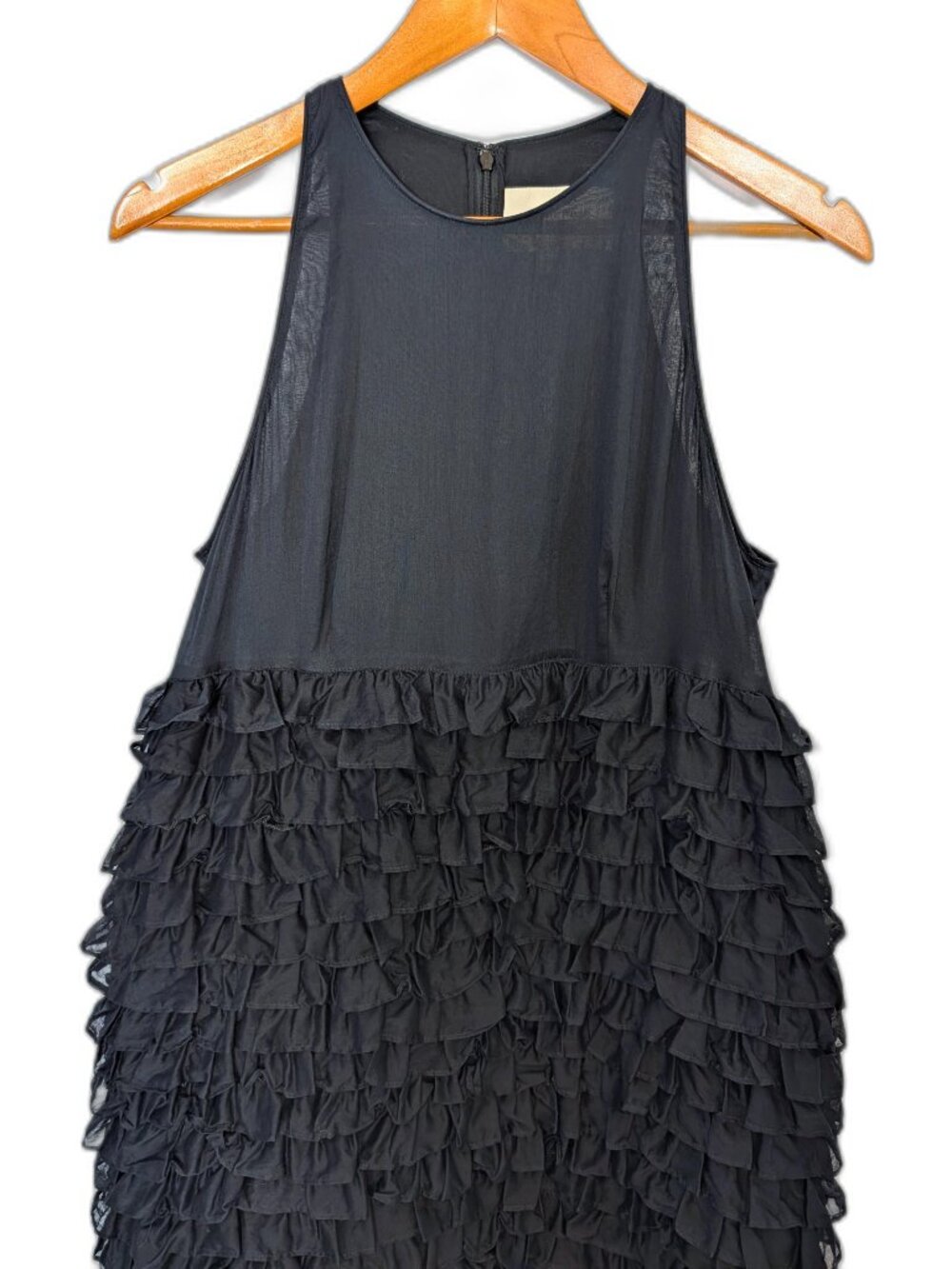 Burberry	 London | Black Cotton Tiered Ruffle Bottom Sleeveless Dress Size US 10 - Picture 4 of 14